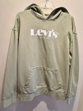 Levi’s Relaxed Fit Sage Green Logo Hoodie Large Cotton Pullover Sweatshirt